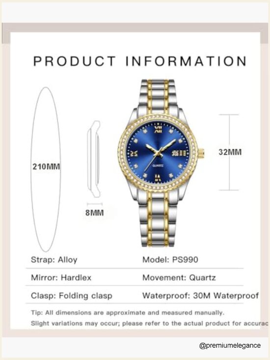Luxury Diamond Quartz Wrist Watch with Date Waterproof Ladies Dress Casual main image 4